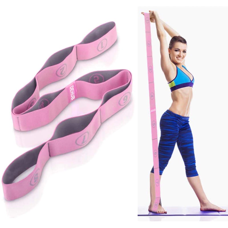 DEHUB Stretch Strap, Elastic Yoga Stretching Strap, Multi-Loop for Physical Therapy, Pilates, Yoga, Dance & Gymnastics Exercise and Flexible Pilates Stretch Band - Image 1